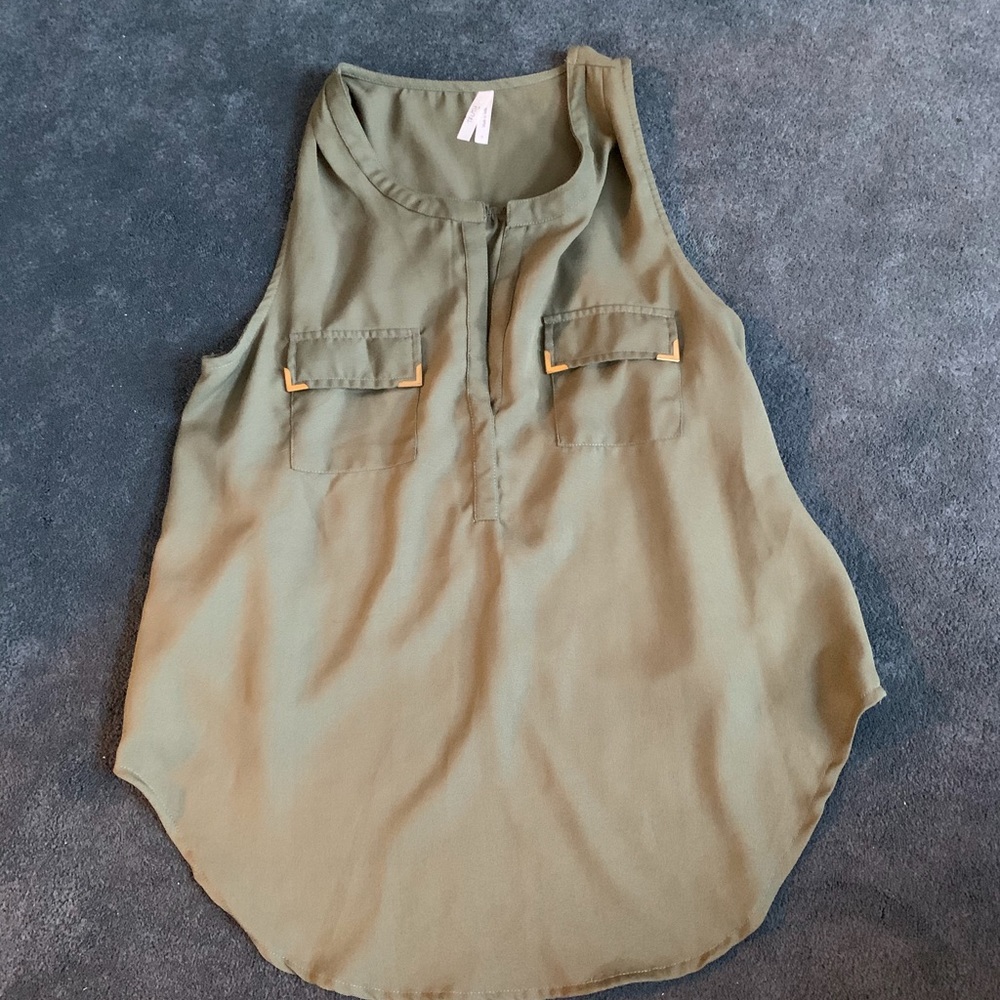 Dressy green girl tank top
